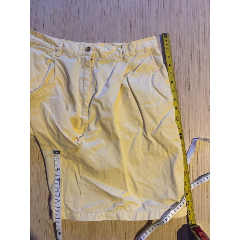 Lauren Ralph Lauren Yellow Pleated High Waisted Cotton Shorts 12 26 - Picture 6 of 7